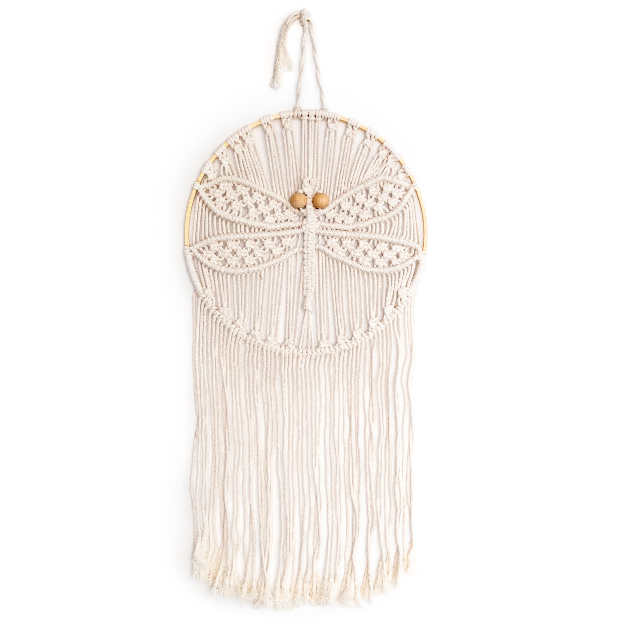 Solid Oak Macrame Wall Hanging Dragonfly