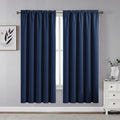 CUCRAF Navy Blue Blackout Curtains 63 inch Length 2 Panels Set, Rod Pocket Room Darkening Drapes for Bedroom Living Room, Insula