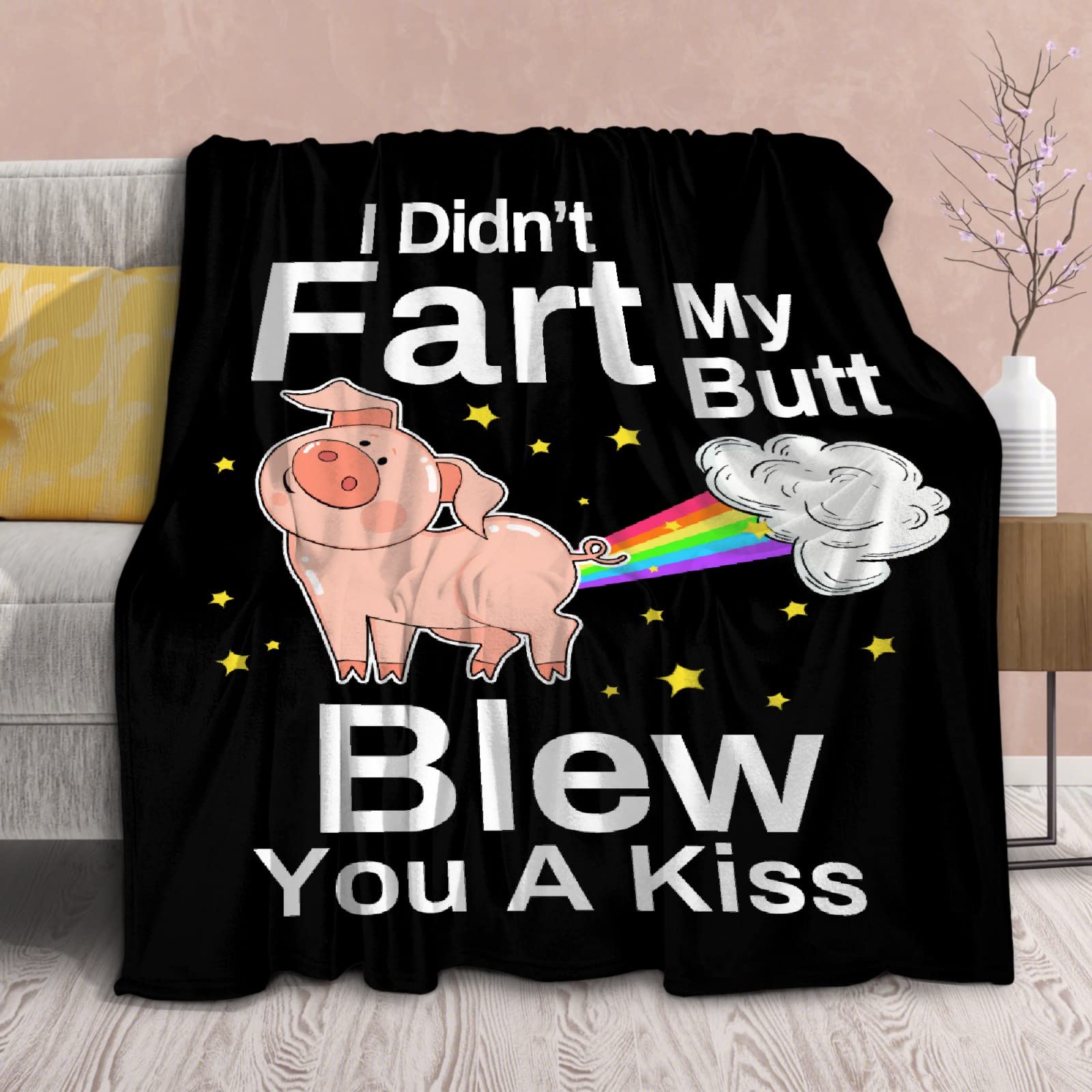 Pig Blanket Funny Gift For Men Women Soft Flannel Cozy Sherpa Blankets Funny Idea For Adult Pig Kiss Pattern Throws Funny Things