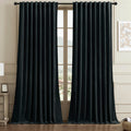 Timeper 62 Inches Wide Black Velvet Curtains Thick Thermal Insulated Blackout Drapes Total Privacy Protect Panels For Film Room/