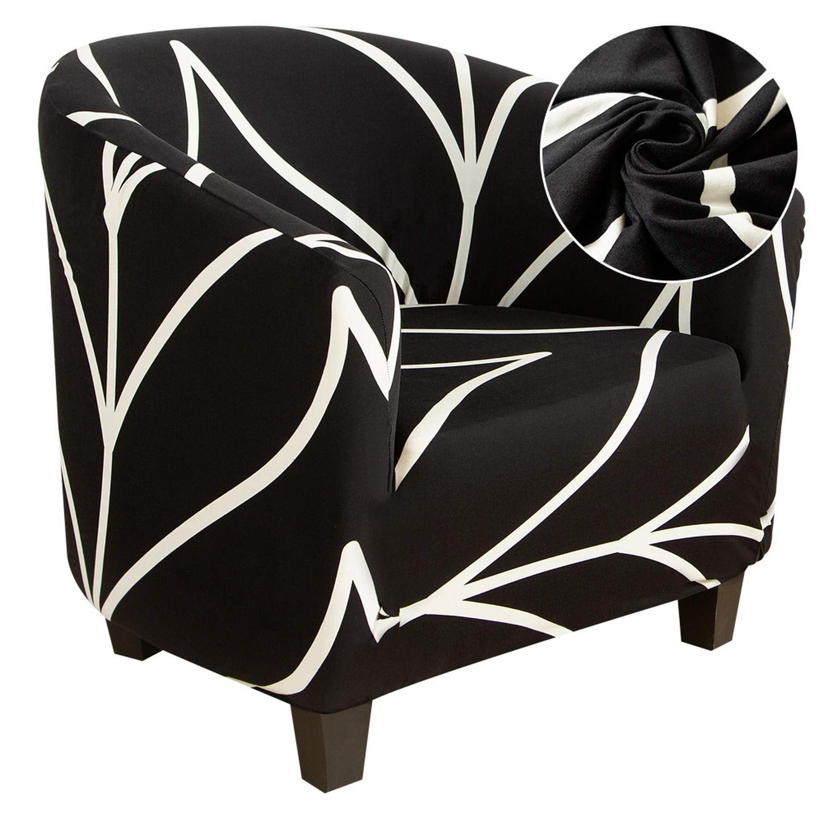 Searchi Club Chair Slipcover Stretch Barrel Chair Covers Printed Tub Chair Slipcovers Soft Spandex Armchair Sofa Cover Removable