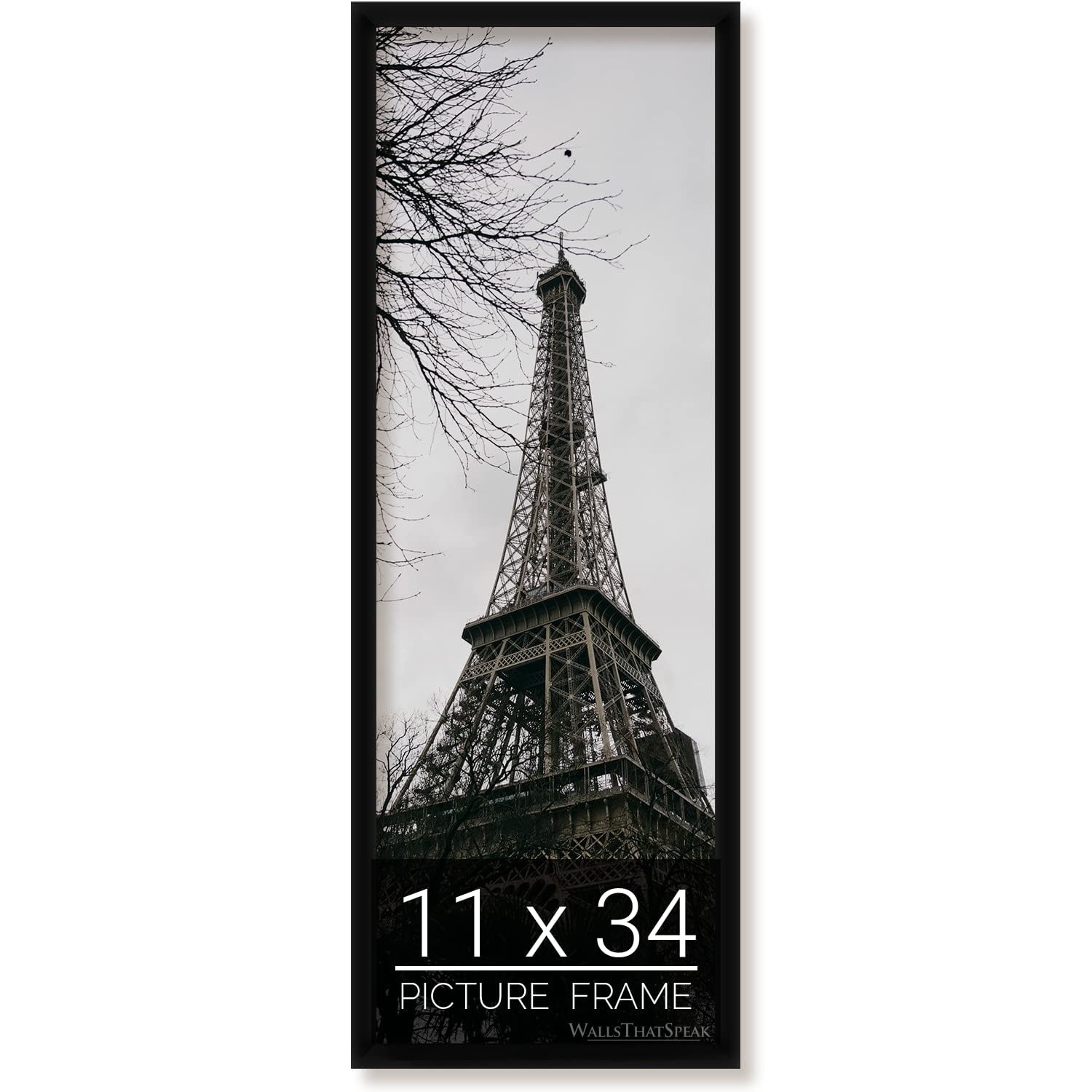 wallsthatspeak 11x34 Black Picture Frame for Puzzles Posters Photos or Artwork