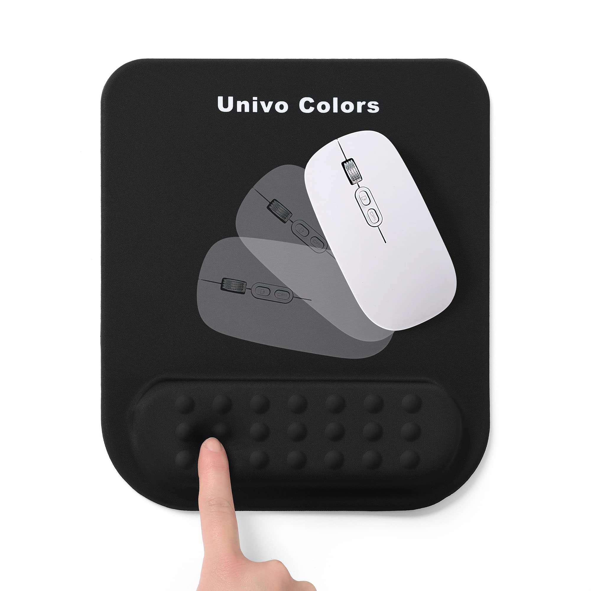 Univo Colors Superfine Fiber Soft Memory Foam Ergonomic Mouse Pad With Wrist Rest Support, Comfortable Large Black Mousepad With
