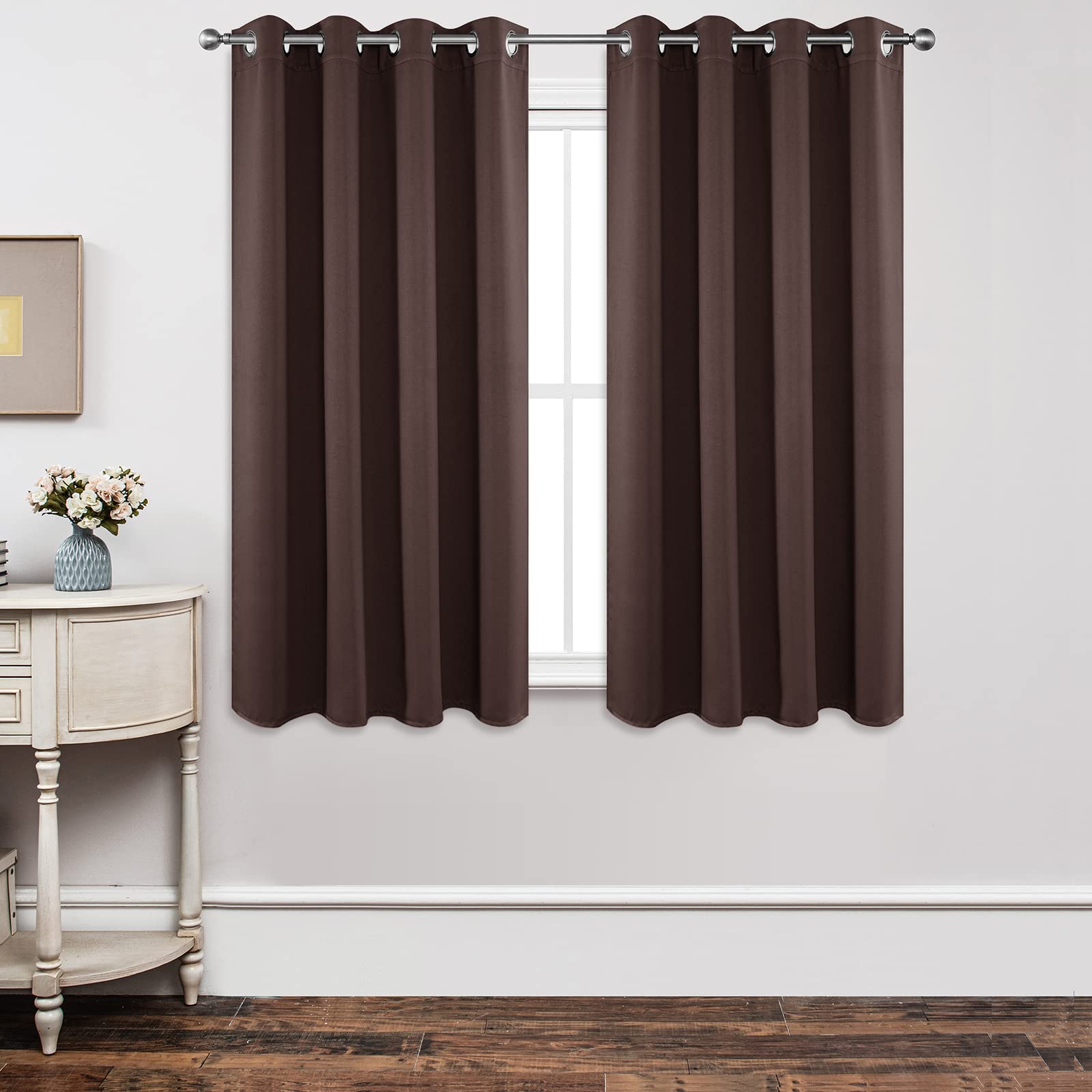 Joydeco Blackout Curtains 63 Inch Length 2 Panels Set, Thermal Insulated Long Curtains& Drapes 2 Burg, Room Darkening Grommet Cu