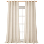 Bgment Natural Faux Linen Curtains For Bedroom, Grommet Thick Linen Semi Sheer Drapes Light Filtering Privacy Window Treatments Curtains For Living Room, Set Of 2 Panels, 52 X 120 Inch, Light Beige
