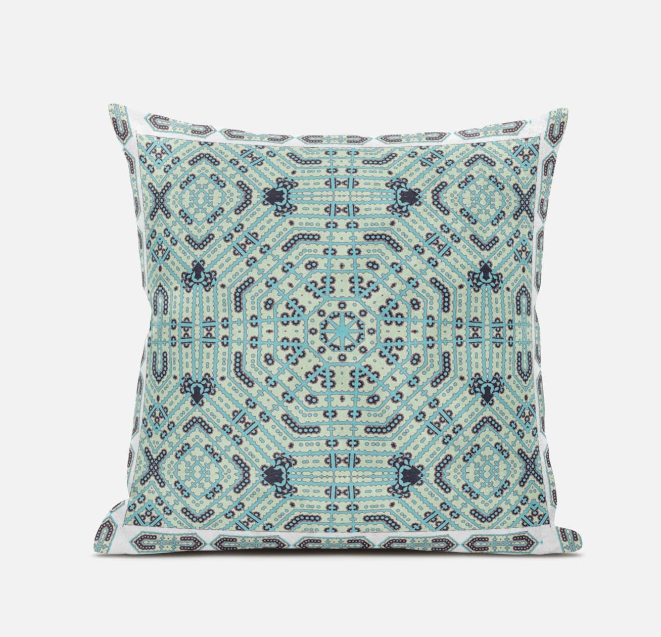 HomeRoots Dark Purple White 20â€ Aqua Geostar Zippered Suede Throw Pillow