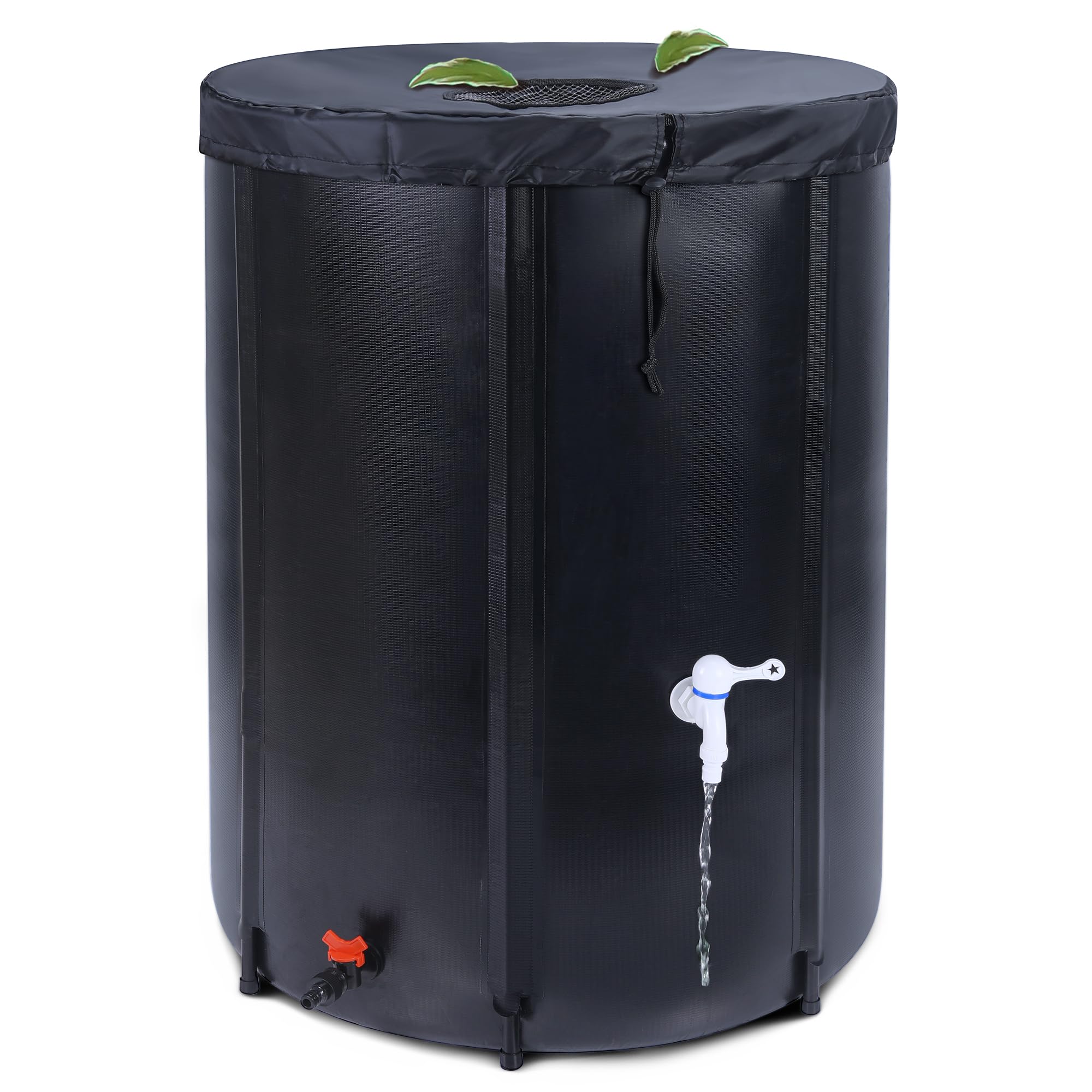 Rihogar 100 Gallon Rain Barrel - Portable Rain Water Collection Barrel - Large Collapsible Water Storage Tank With Spigot Overfl