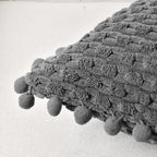 Fancy Homi Set Of 2 Dark Gray Decorative Throw Pillow Covers 20X20 Inch With Pom-Poms For Couch Bedroom Living Room, Modern Farm