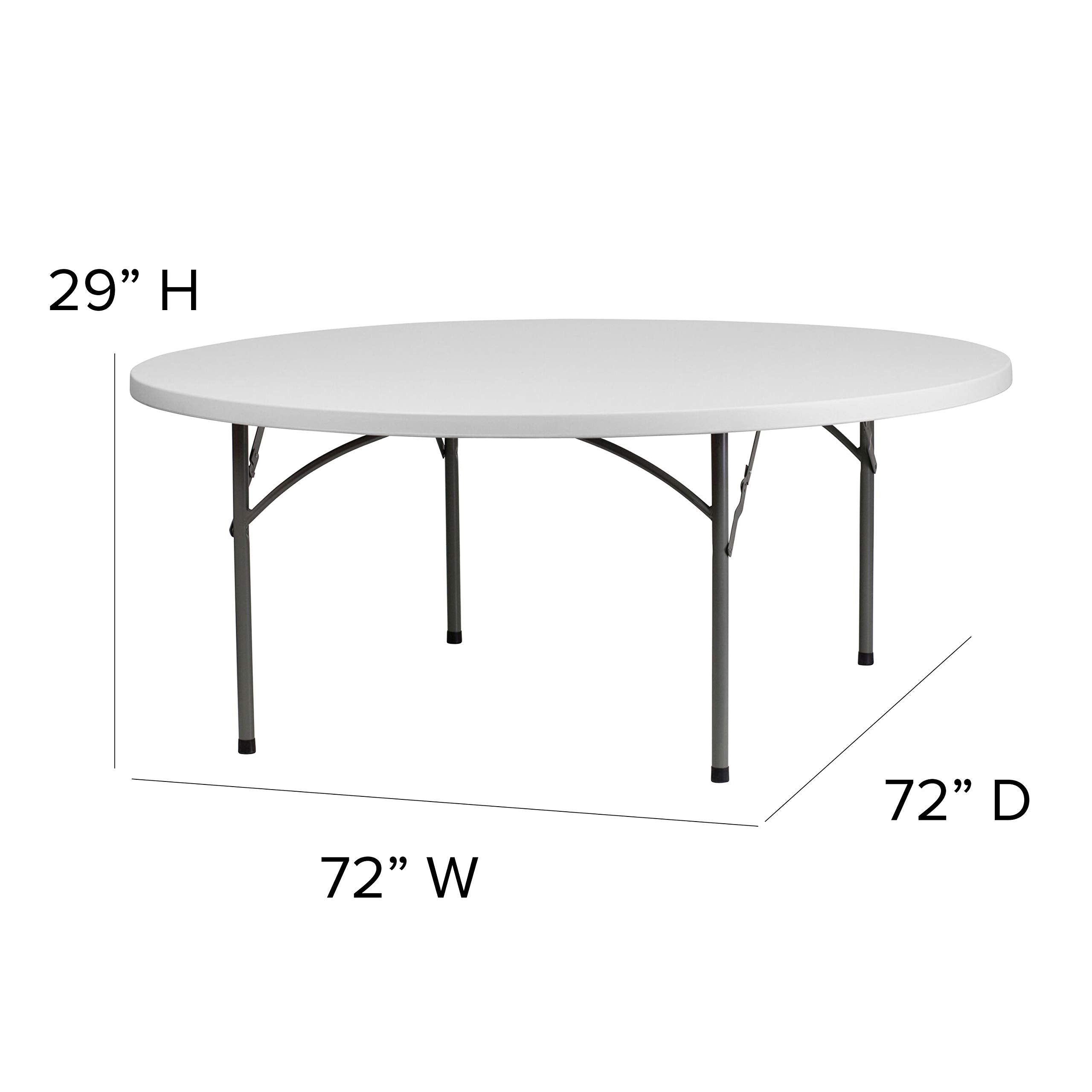 Flash Furniture Kathryn 6' Round All-Occasion Plastic Folding Event Table, Foldable Portable Banquet Table for Indoor/Outdoor Events, White