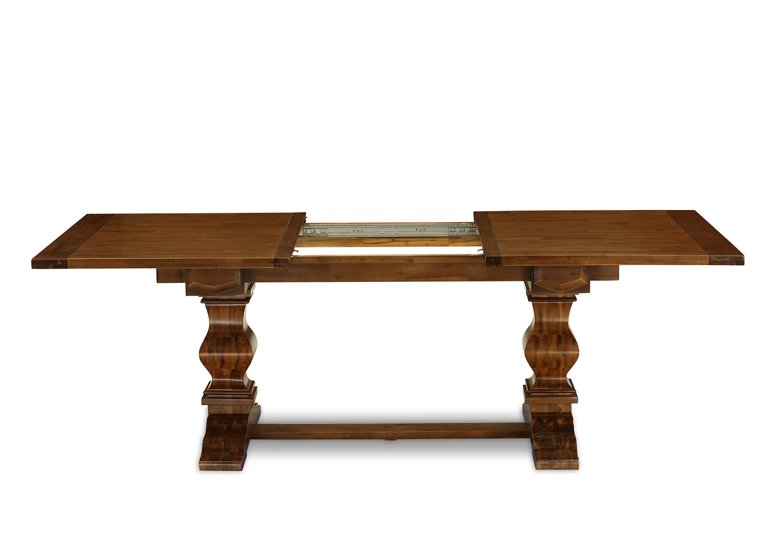 East West Furniture Lave5-88-04 5 Piece Dining Set Includes A Rectangle Dining Room Table With Removable Leaf And 4 Light Tan Linen Fabric Upholstered Chairs, 42X92 Inch, Walnut