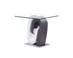 HomeRoots White and Dark Grey Ultra Modern Glass Top End Table