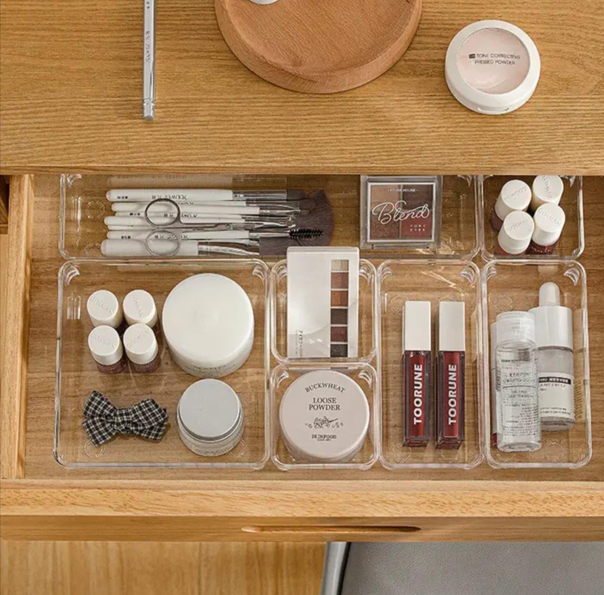 Br Cosina Drawer Storage Organizer Set, 7 Piece Multipurpose Plastic Makeup Organizer Box, Cosmetics And Jewelry Storage, Dressi