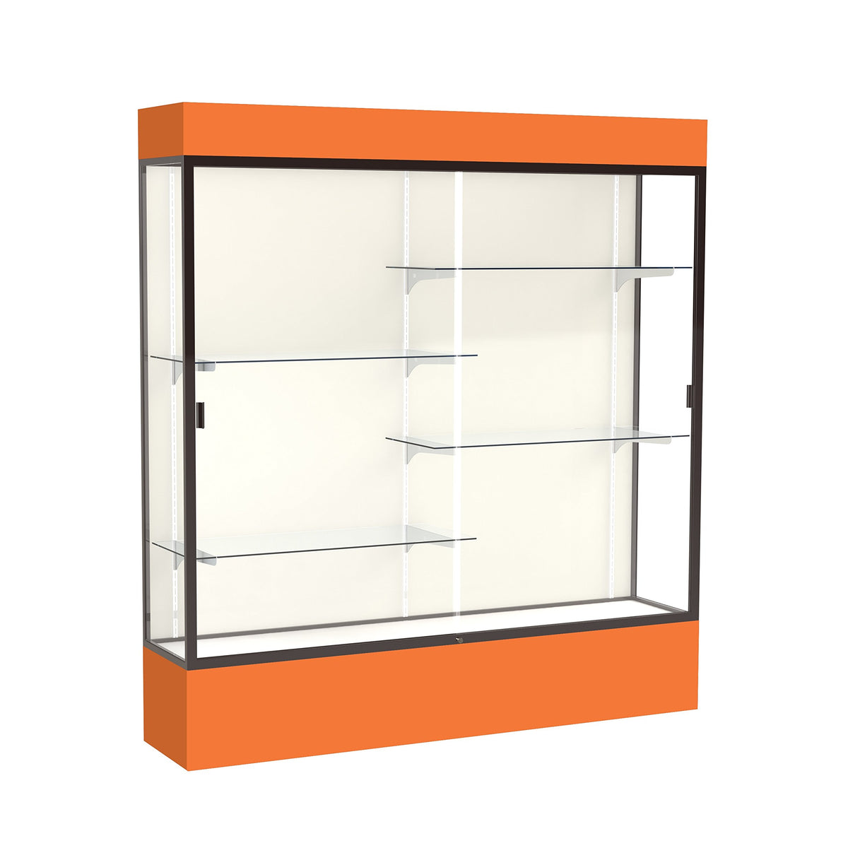 Waddell Spirit Lighted Floor Display case, 72 inches Wide, Orange