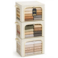GoMaihe Clothes Storage Bins with Metal Frame for Closet, 40L 3Pack Beige
