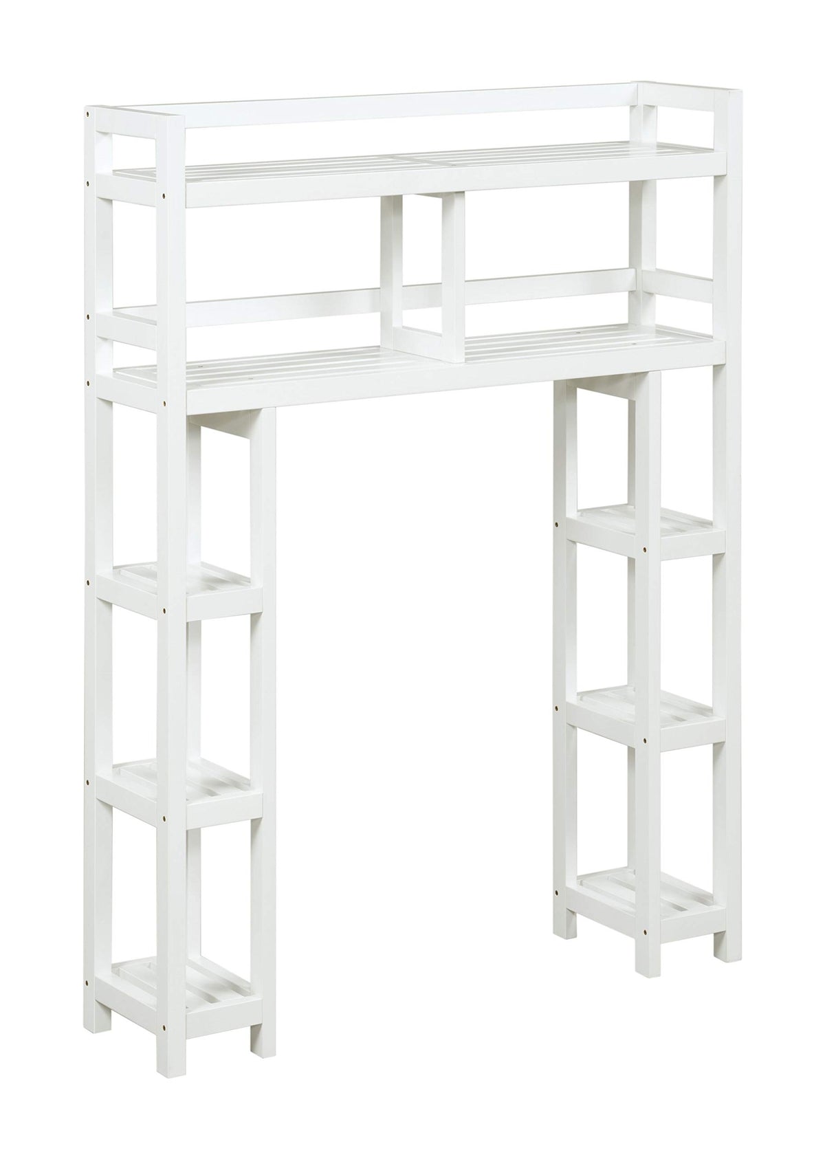 HomeRoots White Finish 2 Tier Solid Wood Over Toilet Organizer