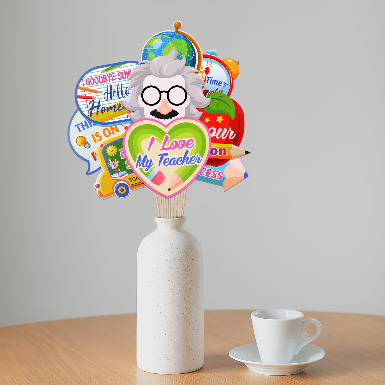 Qpout 35Pcs Novelty Back To School Photo Booth Props For Kids,First Day Of School Party Supplies Kit,School Bus Photo Prop,Welco