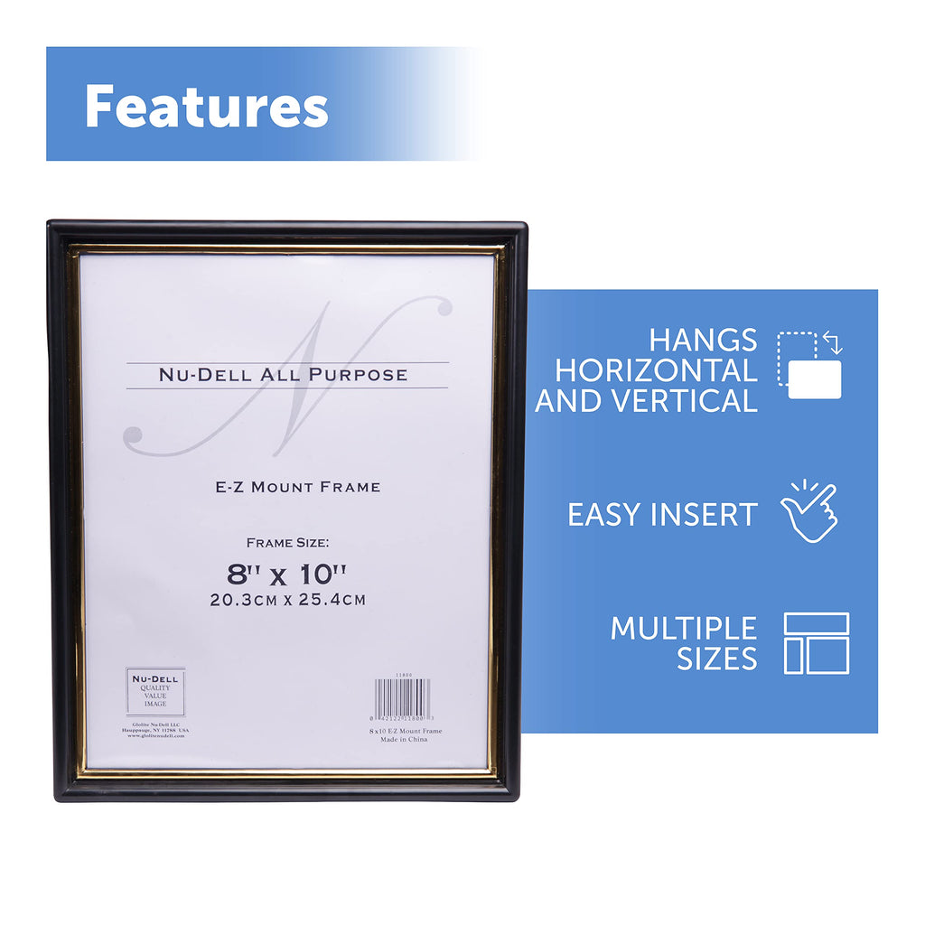 Ez Mount Document Frame, Plastic, 8 X 10, Black (5 Pack)