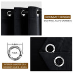 Dwcn Extra Wide Velvet Curtains 90 Inches - Black Blackout Bundleable Heavy Duty Thermal Insulated Energy Efficiency Grommet Win
