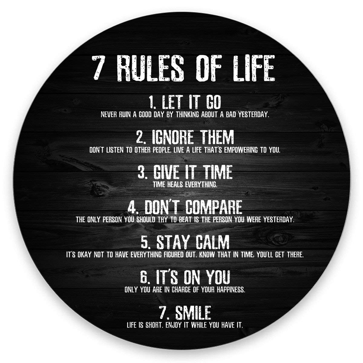 Amcove 7 Rules Of Life Motivational Quotes Round Mouse Pad Custom, Inspirational Quote About Life Mouse Pads For Computers 7.9 X