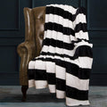 Ntbay Flannel Full/Queen Blanket, Super Soft With Black And White Striped Printed Bed Blanket, 90X90 Inches