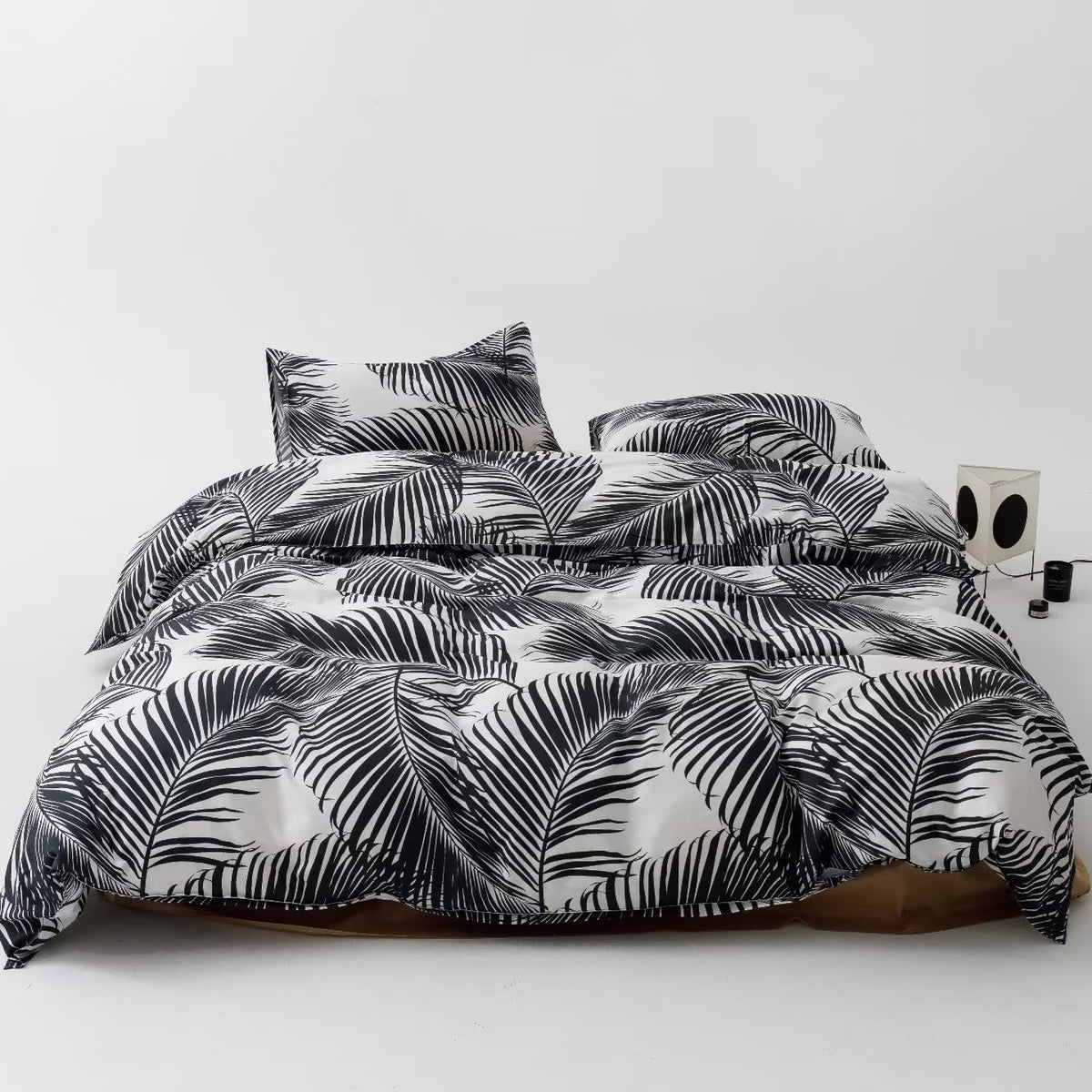 Karever Black Leaves Comforter Twin Black And White Palm Leaf Printed Comforter Sets Modern Boho Black Tropical Botanical Leaves
