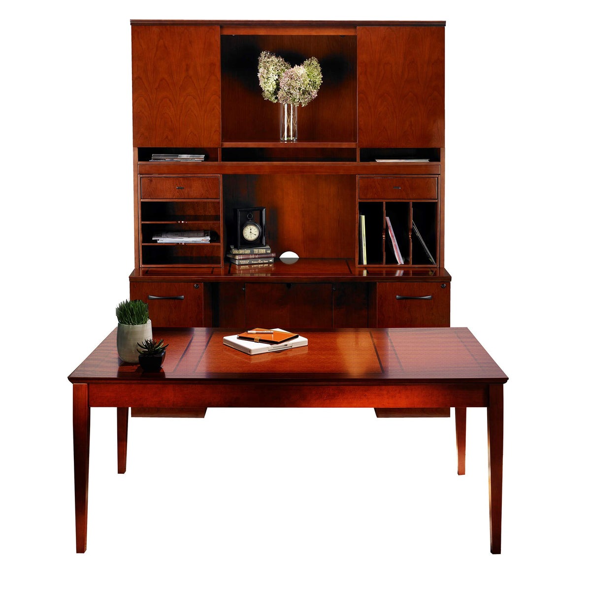 Mayline Group Sorrento Series Typical #17 Desk, Bourbon Cherry Veneer