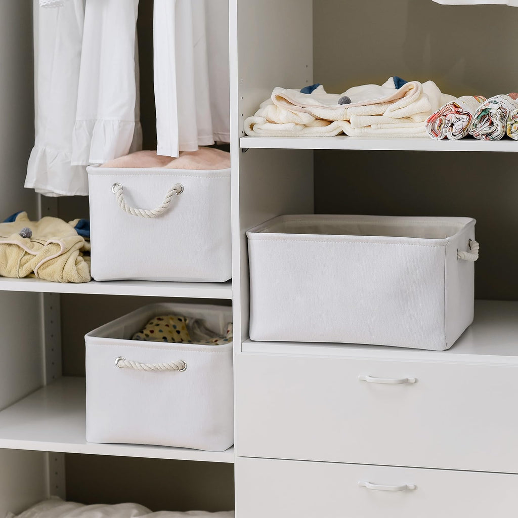 Thewarmhome Storage Basket For Gifts Empty - Large 3 Pack 15.7X11.8X8.2 Inch Storage Basket For Organizing With Handles, Canves