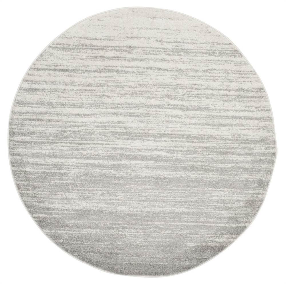SAFAVIEH Adirondack Collection Area Rug - 8 Round, Ivory & Silver, Modern Ombre Design, Non-Shedding & Easy Care, Ideal for Hig
