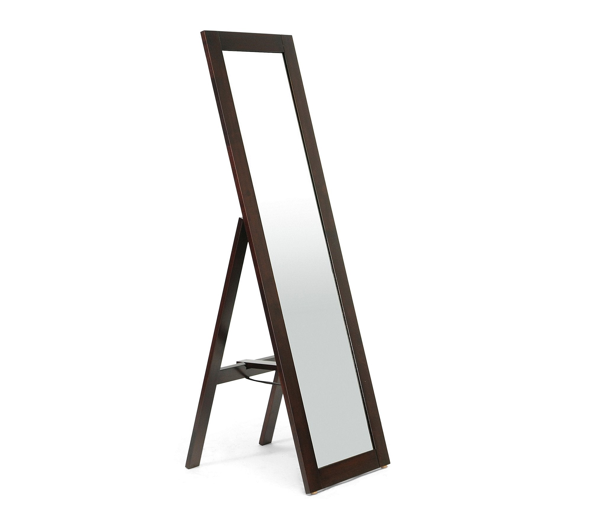 Baxton Studio Lund Dark Brown Wood Modern Mirror with Built-in Stand