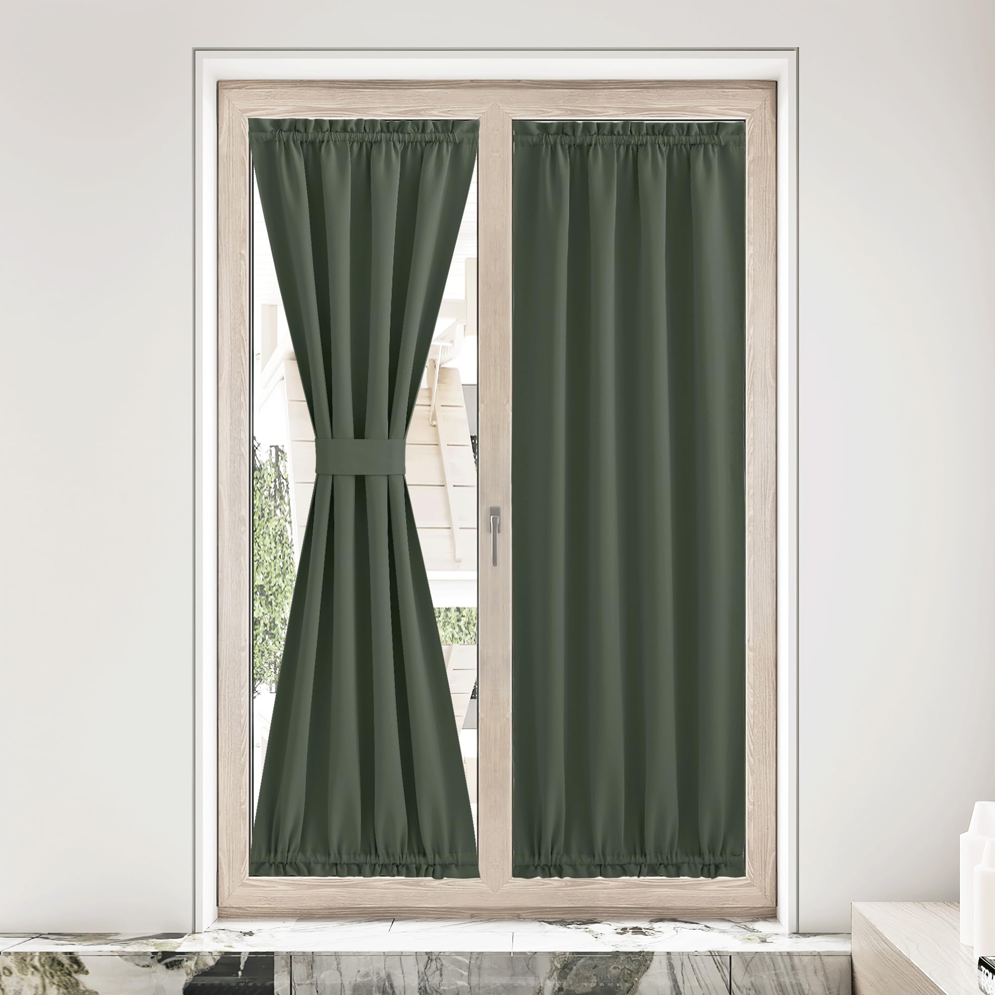 NICETOWN Blackout Curtain Panel for Front Kitchen Door Window Curtains Thermal Insulated Rod Pocket Drapes for Bedroom Glass Sto