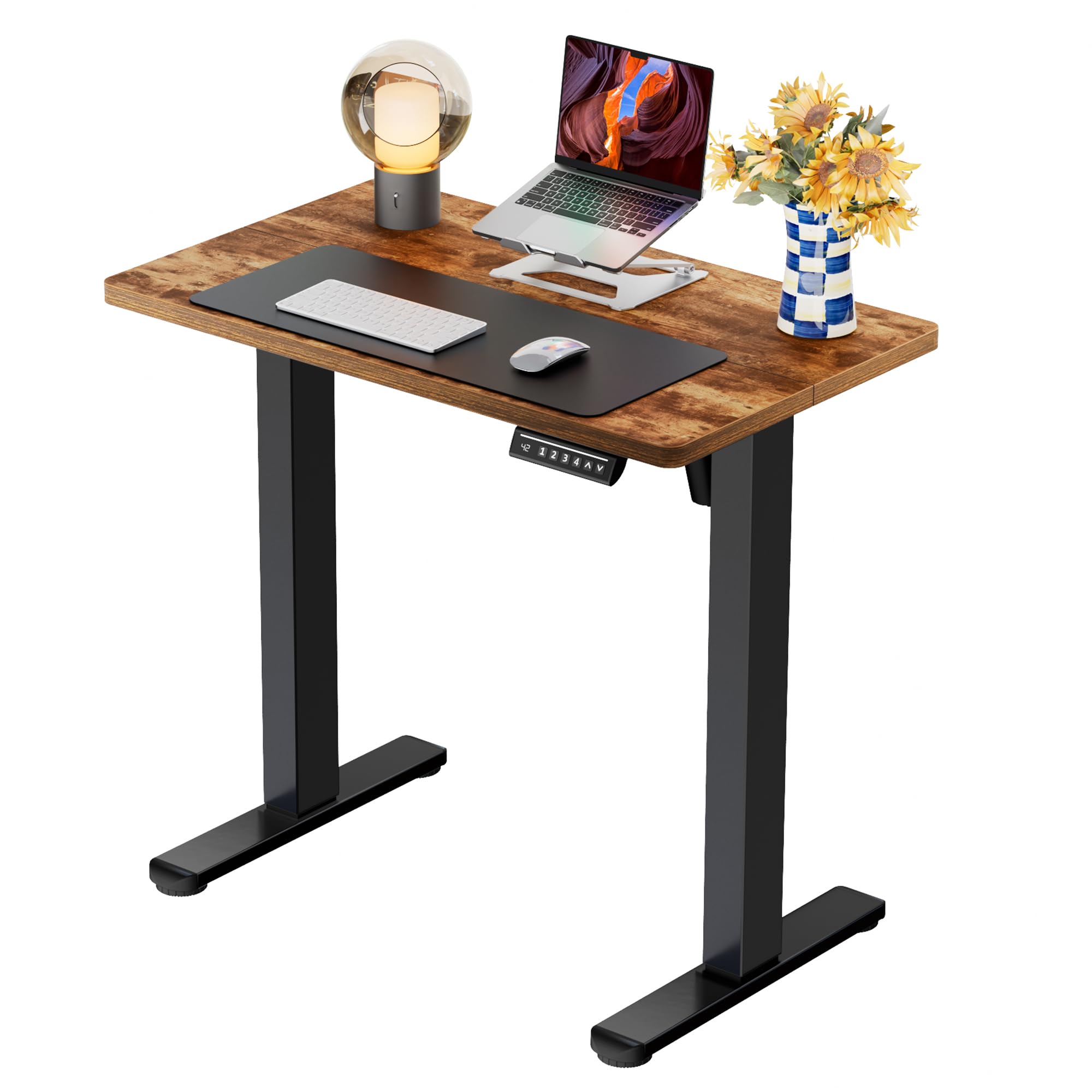 ErGear Height Adjustable Electric Standing Desk, 32 x 19 Inches Sit Stand up Desk, Memory Computer Home Office Desk, Vintage Bro