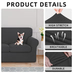 Issuntex 4 Pieces High Stretch Thicken Couch Covers, Soft Sofa Slipcover For 3 Separate Cushion , Jacquard Fabric Elastic Furnit