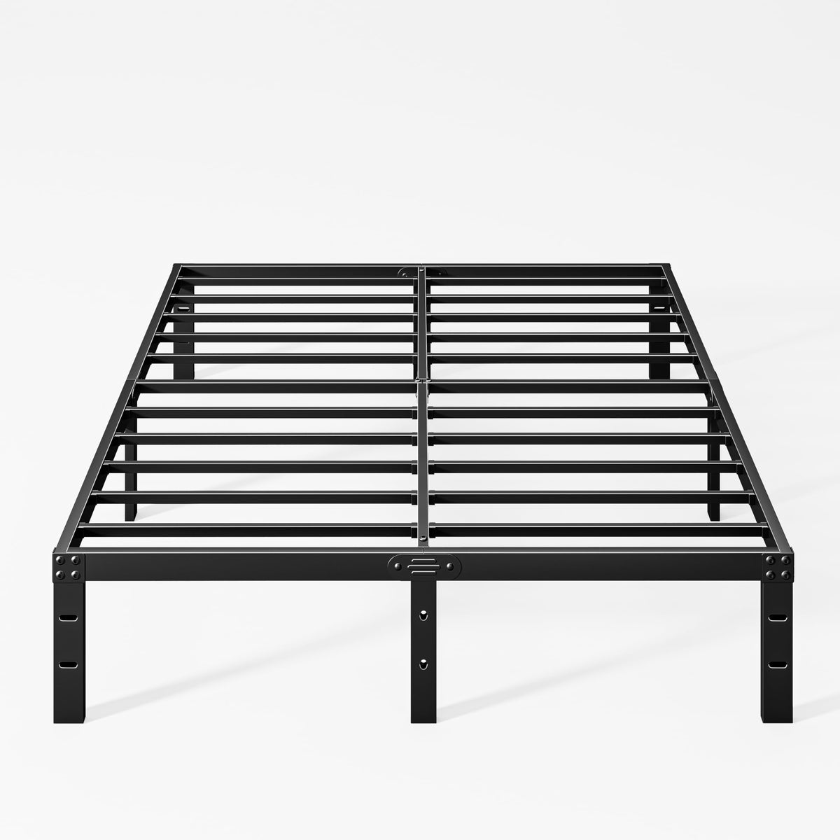 LUKIROYAL Queen Metal Bed Frame, 10-Inch Heavy Duty Low Profile with Steel Slats, Easy Assembly, Non-Slip, Black, No Box Spring 