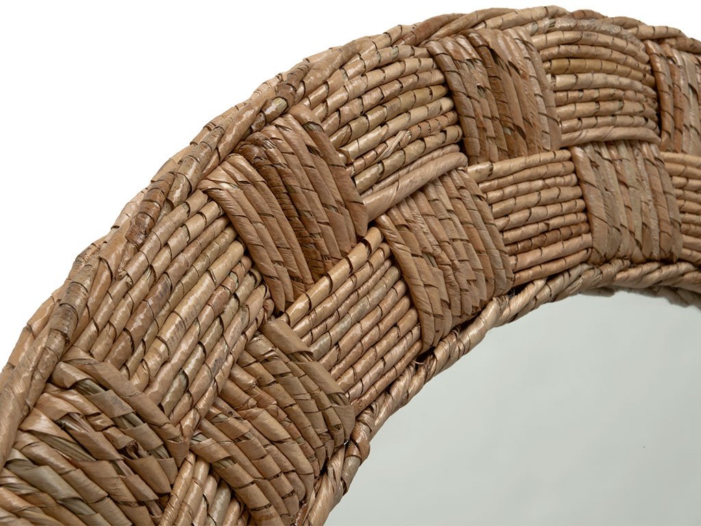 Kouboo Round Rope Wall Mirror, Chequered, Beige/Natural