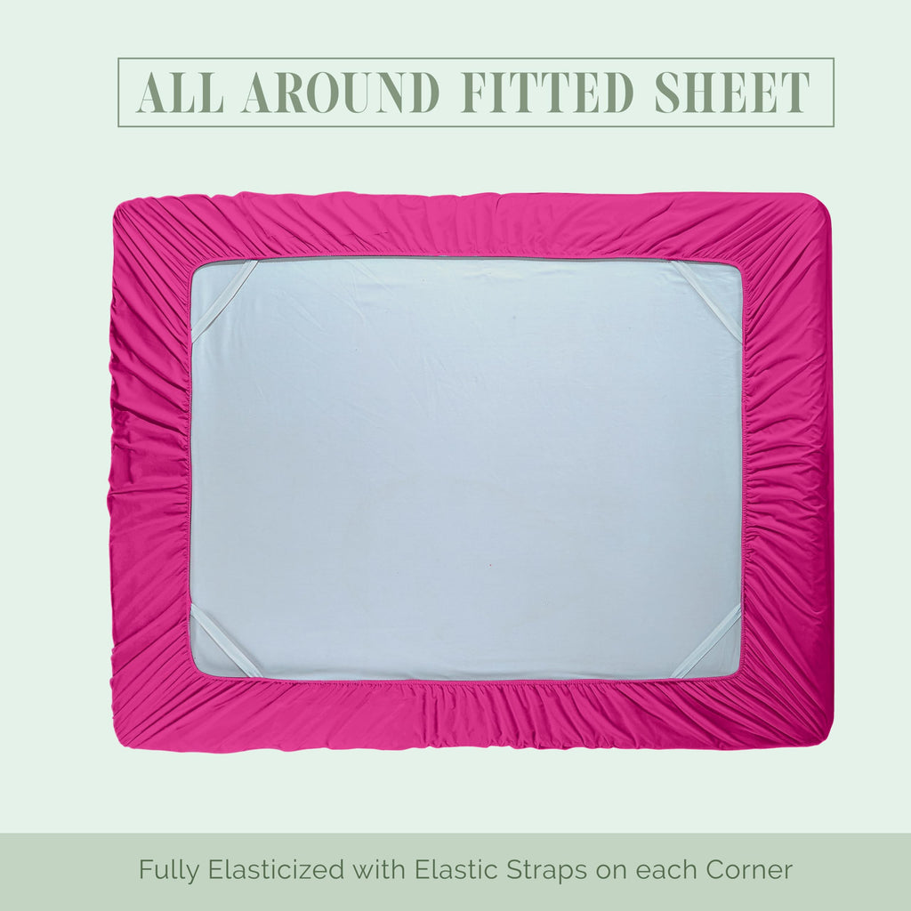 Elegant Comfort 1500 Premium Hotel Quality 18-24 Inches Deep - Extra Deep Pocket Single Fitted Sheet For High Mattress, Luxury And Softest, Smart Pocket - Wrinkle Free, Queen, Pink