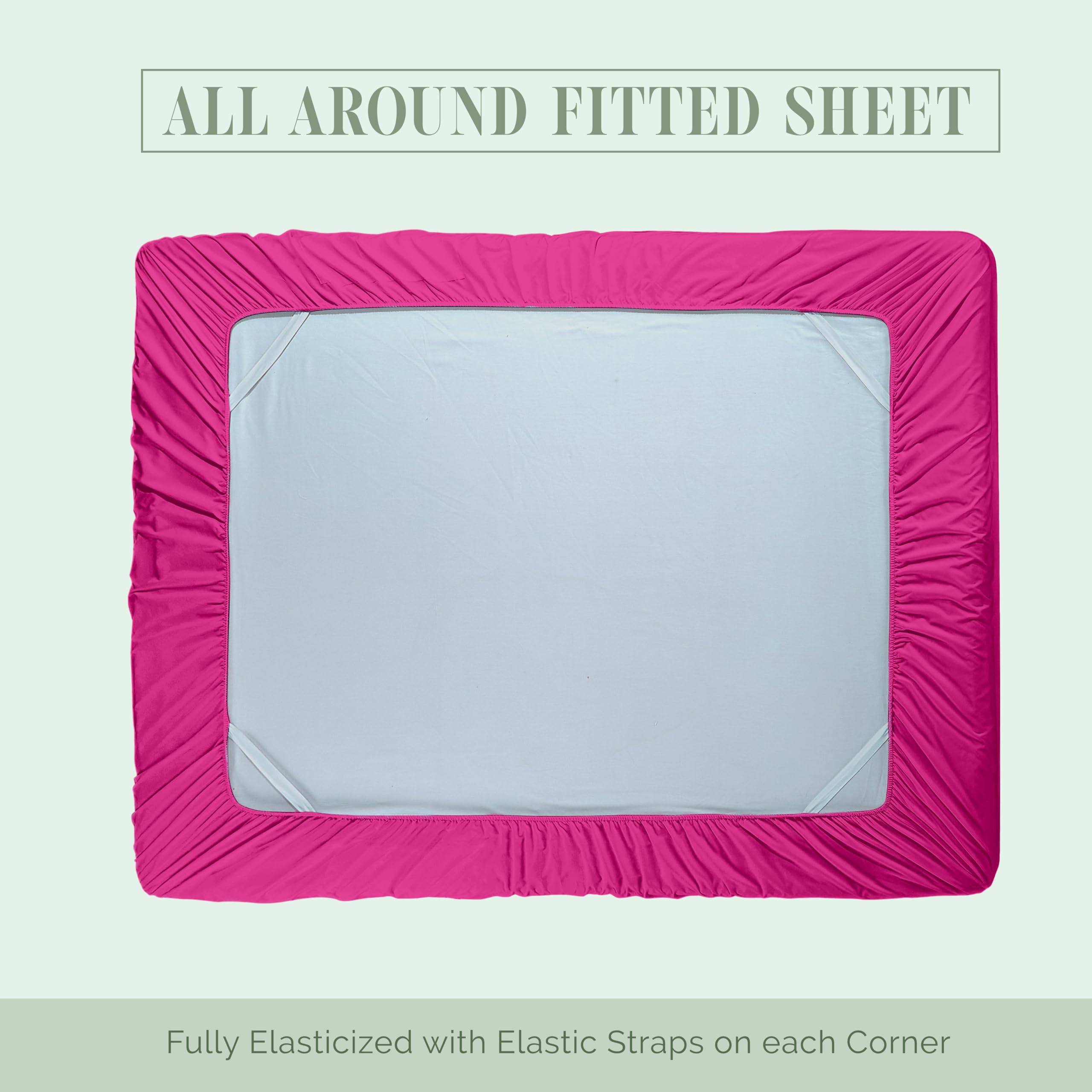 Elegant Comfort 1500 Premium Hotel Quality 18-24 Inches Deep - Extra Deep Pocket Single Fitted Sheet For High Mattress, Luxury And Softest, Smart Pocket - Wrinkle Free, Queen, Pink