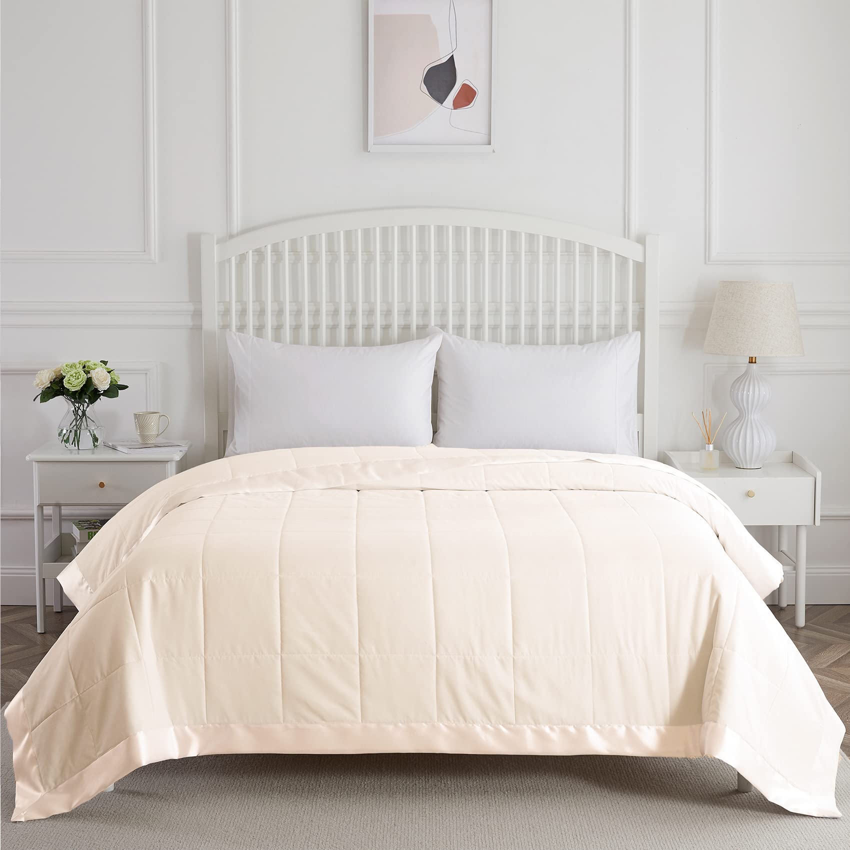 Comflive King Size Blanket With Satin Trim, Down Alternative Blanket, Bed Blankets For All Seasons - Lightweight Summer Comfort