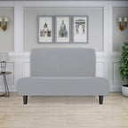 Easy-Going Stretch Futon Sofa Slipcover Armless Sofa Bed Cover Furniture Protector Without Armrests With Elastic Bottom For Kids,Soft Jacquard Fabric Small Checks(Medium Futon,Silver Gray