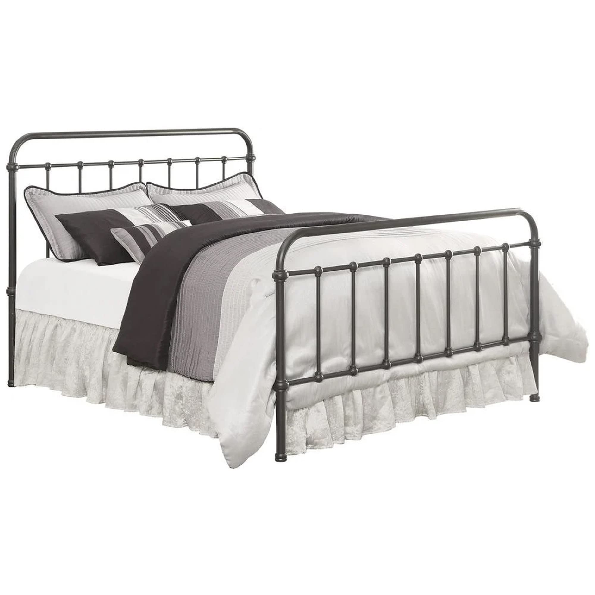 Benjara Benzara Metallic California King Size Bed, Bronze