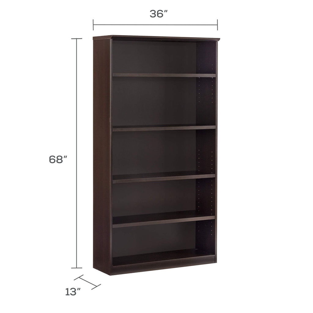 Mayline MVB5LDC Medina 5-Shelf Bookcase, 68"H, Mocha Laminate