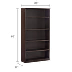 Mayline MVB5LDC Medina 5-Shelf Bookcase, 68"H, Mocha Laminate
