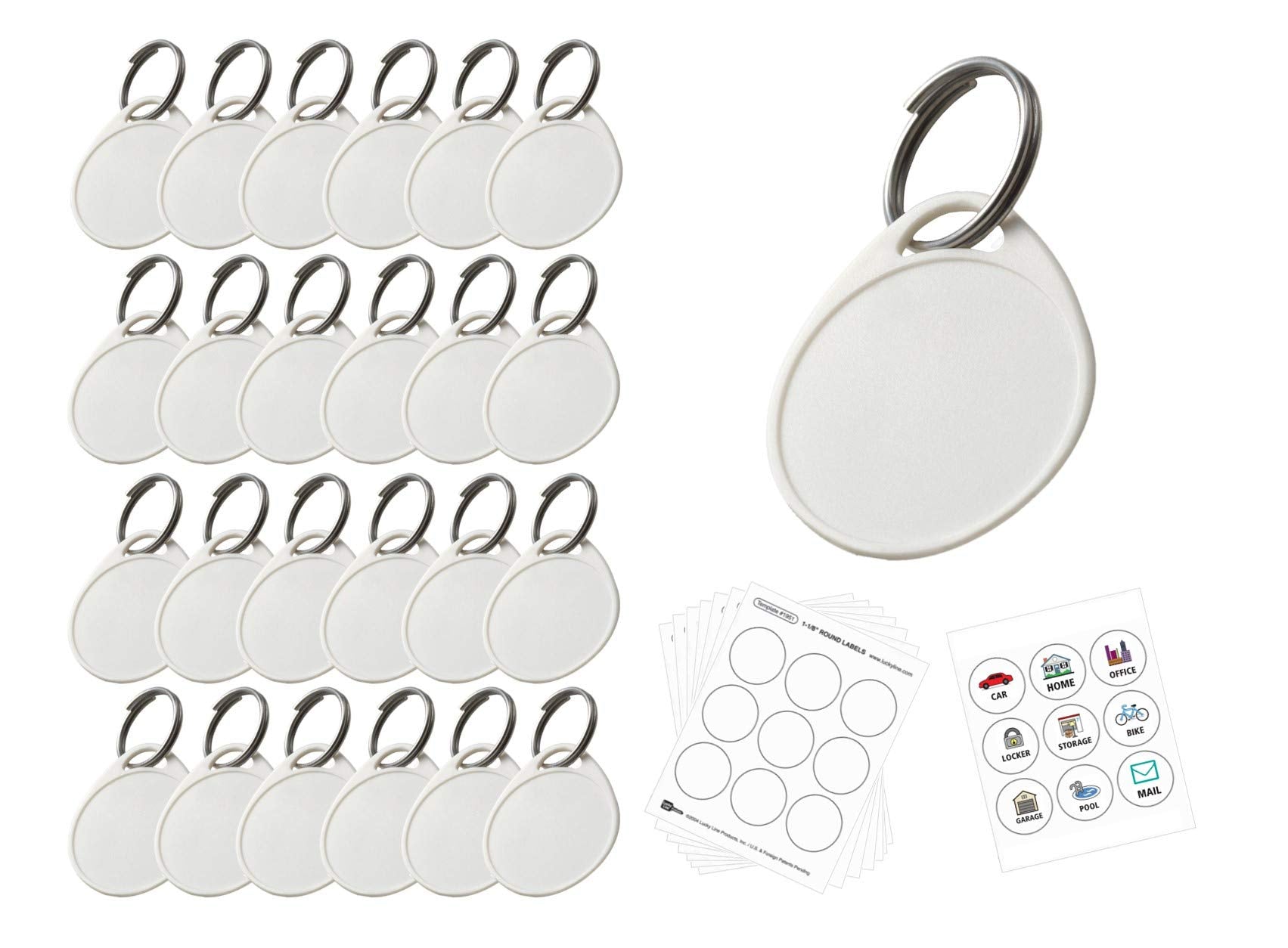 Lucky Line Round Label-It Plastic Tags, 25 Pack (25129), White