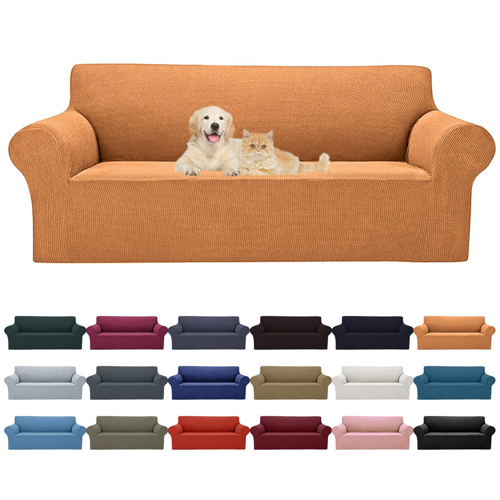 2025 New Stretch Oversized Sofa Slipcovers Couch Sofa Cover For 4 Seater Furniture Protector Covers With Elastic Bottom Jacquard Fabric Small Checks For Pets, Kids - Golden