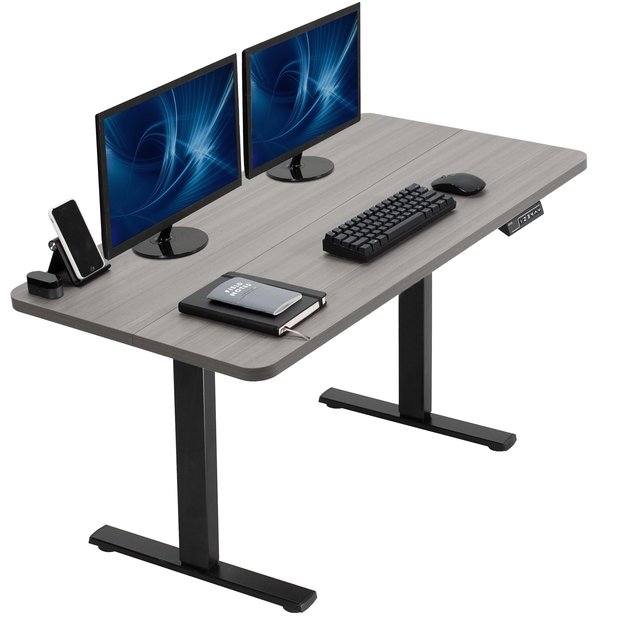 VIVO Electric 43 x 24 in Standing Desk, Memory Height Adjustment, 1B Series, Holds 220 lbs, Dark Gray Top, Black Frame, DESK-1B4