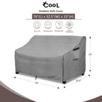Okcool Heavy Duty Patio Sofa Cover, 100% Waterproof 3-Seater Outdoor Sofa Cover Fits Up To 76W X 32.5D X 33H Inches, Lawn Patio