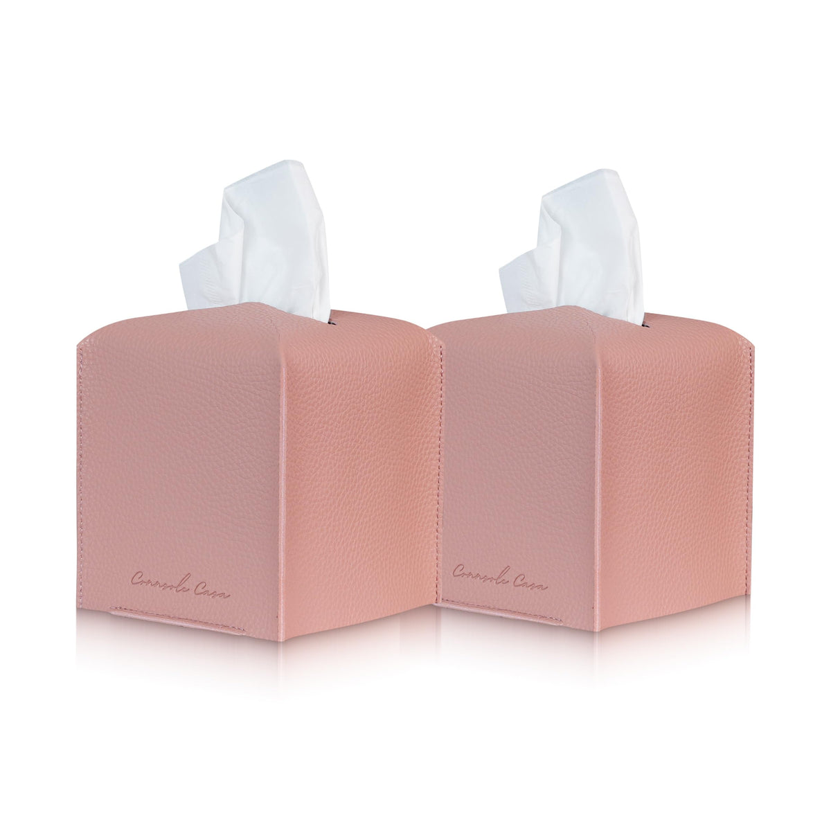 Connsole Casa Premium PU Leather Tissue Box Holder - Elegant Hotel-Style Pink Tissue Box Cover for Enhanced D  cor of Home, Offi
