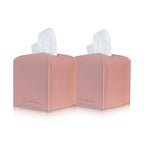 Connsole Casa Premium PU Leather Tissue Box Holder - Elegant Hotel-Style Pink Tissue Box Cover for Enhanced D  cor of Home, Offi