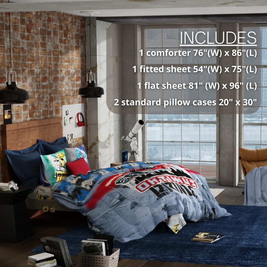 Franco Transformers Battle In Brooklyn Optimus Prime Kids Super Soft Comforter And Sheet Set With Sham, 5 Piece Full Size, (Offi