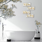 Onizhity 4 Pcs White And Gold Bathroom Decor White Gold Wall Decor Relax Soak Unwind Breathe Wooden Rustic Marble Style Bathroom