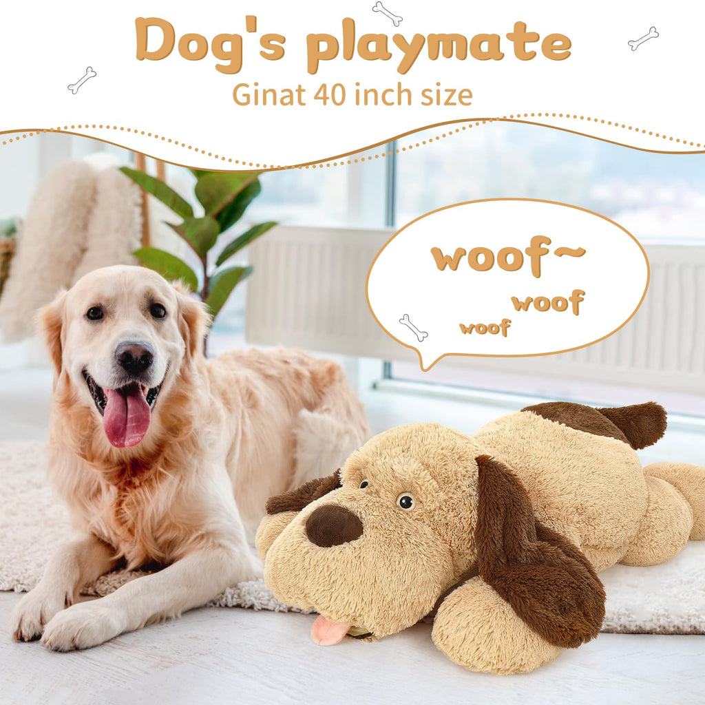 Morismos Giant Dog Stuffed Animals 40', Large Dog Puppy Plush, 40 Inch Big Dog Pillow For Kids, Brown